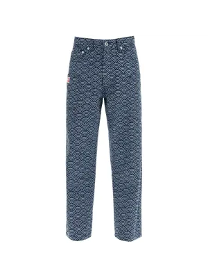 Monkey Wave Pattern Denim Jeans