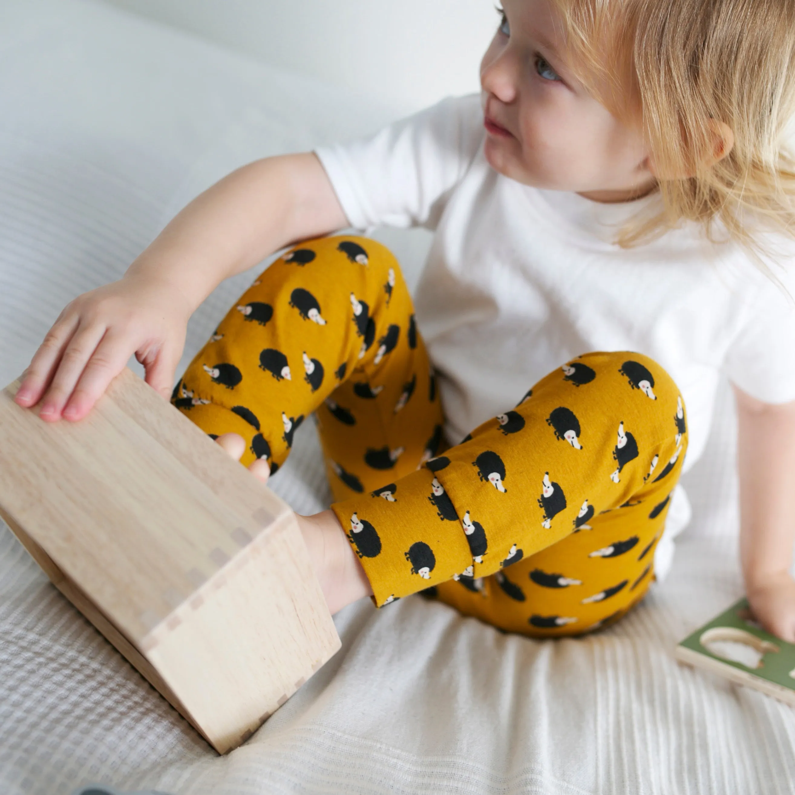 Mustard Hedgehog Print Leggings