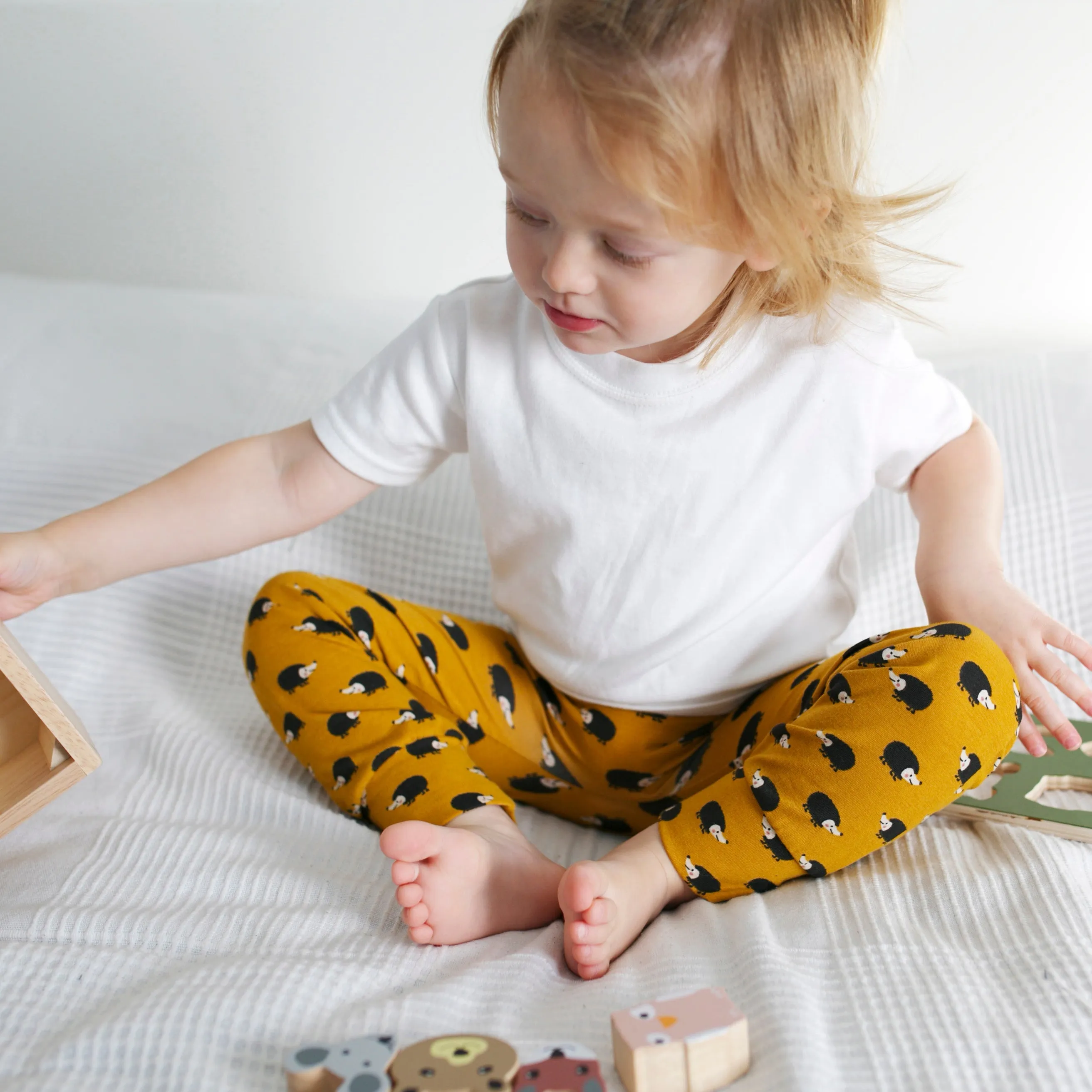 Mustard Hedgehog Print Leggings