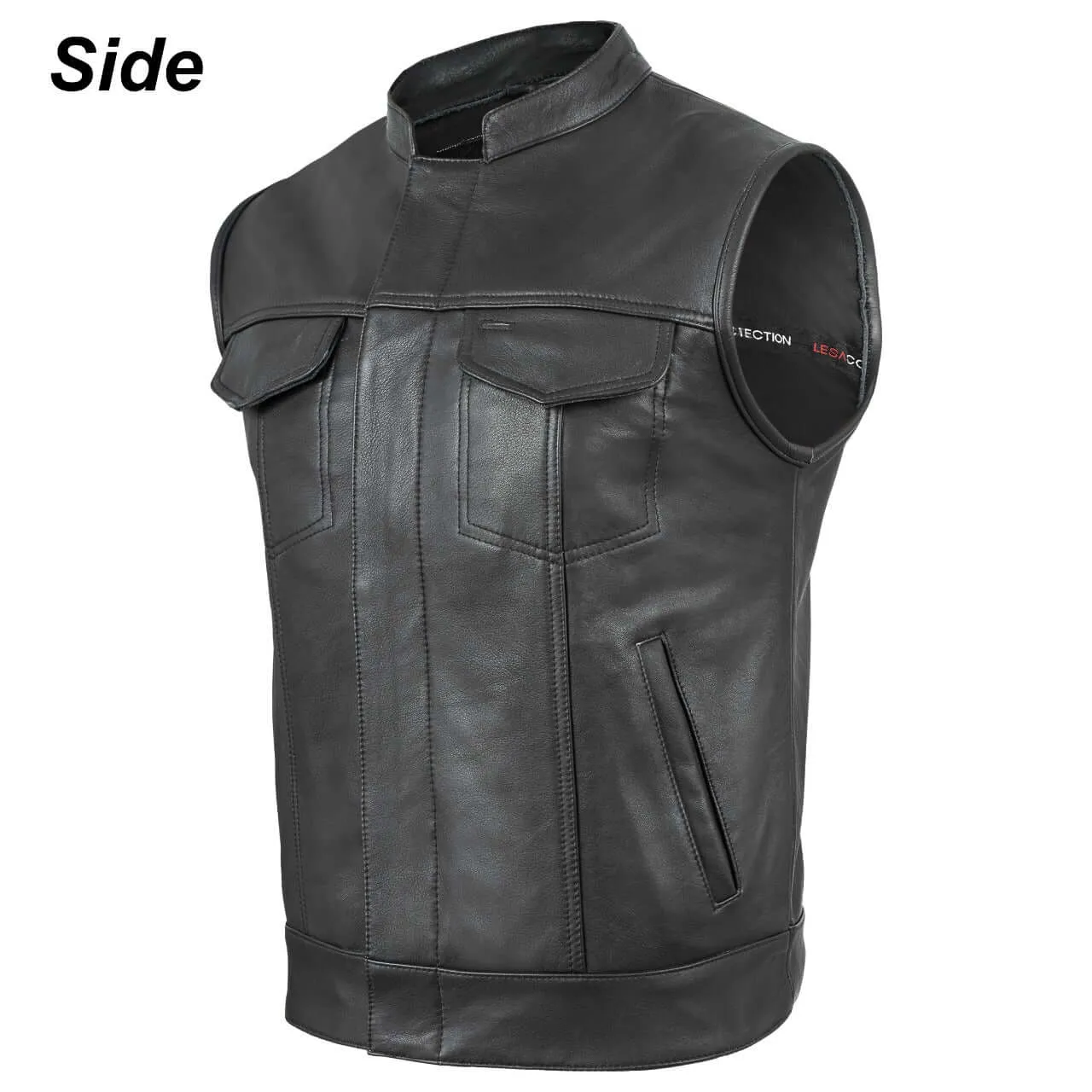 New Motorcycle Motorbike SOA Style Cut Off Vest With Chrome Leather Biker