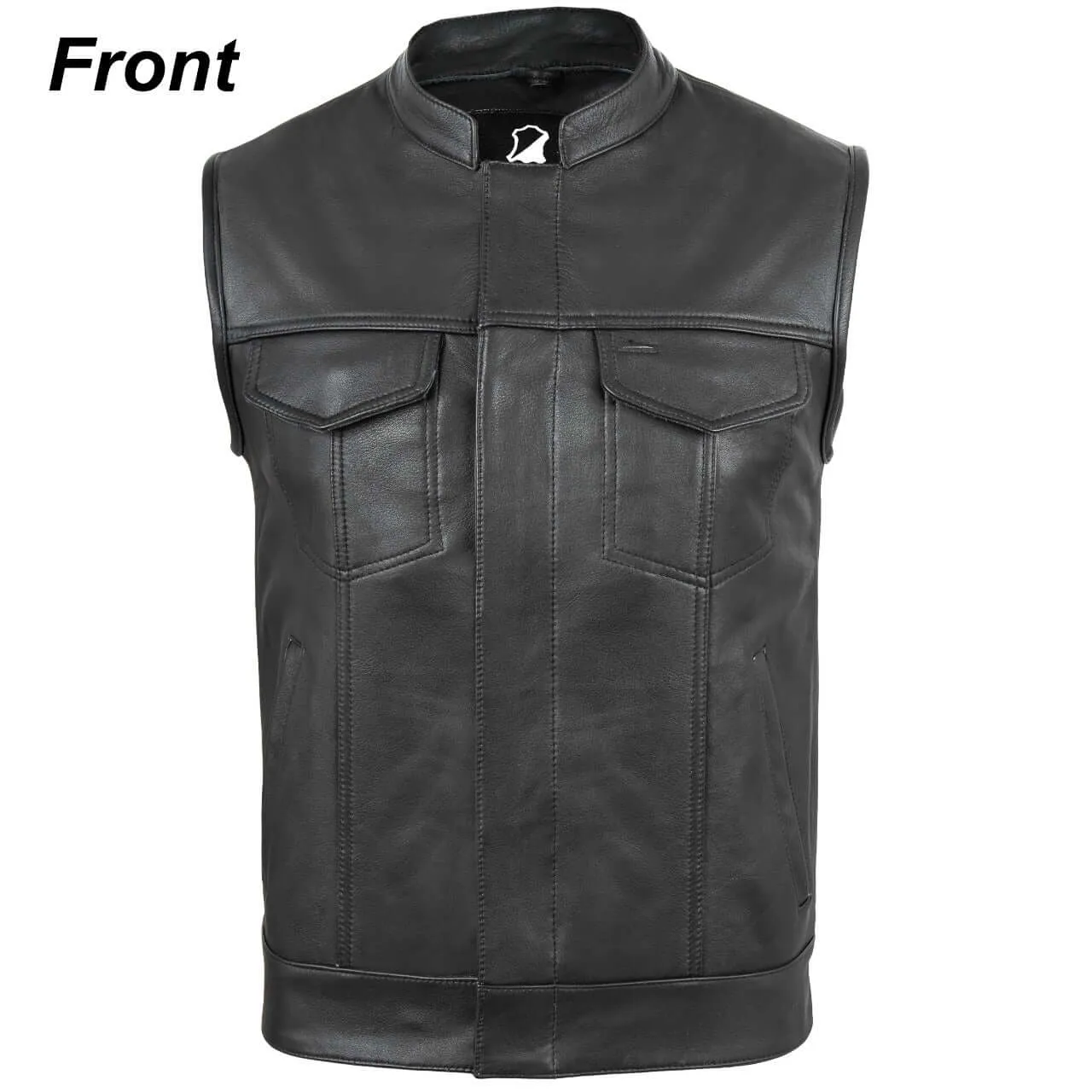 New Motorcycle Motorbike SOA Style Cut Off Vest With Chrome Leather Biker