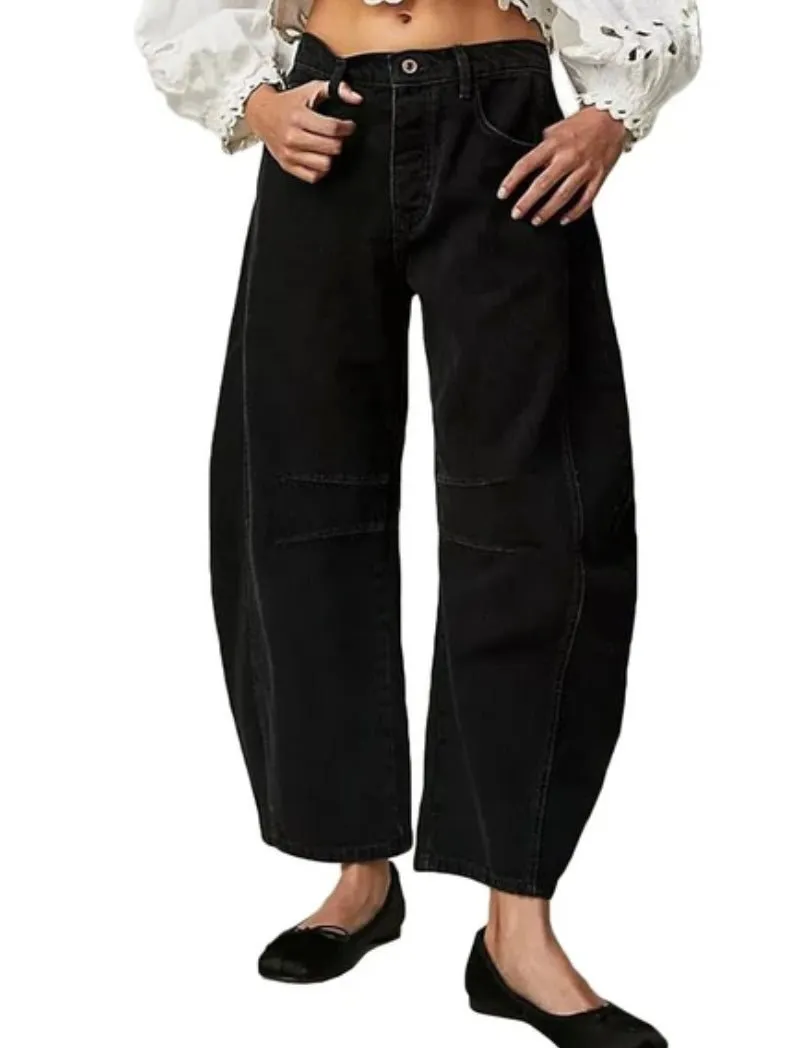 Oversized black barrel jeans