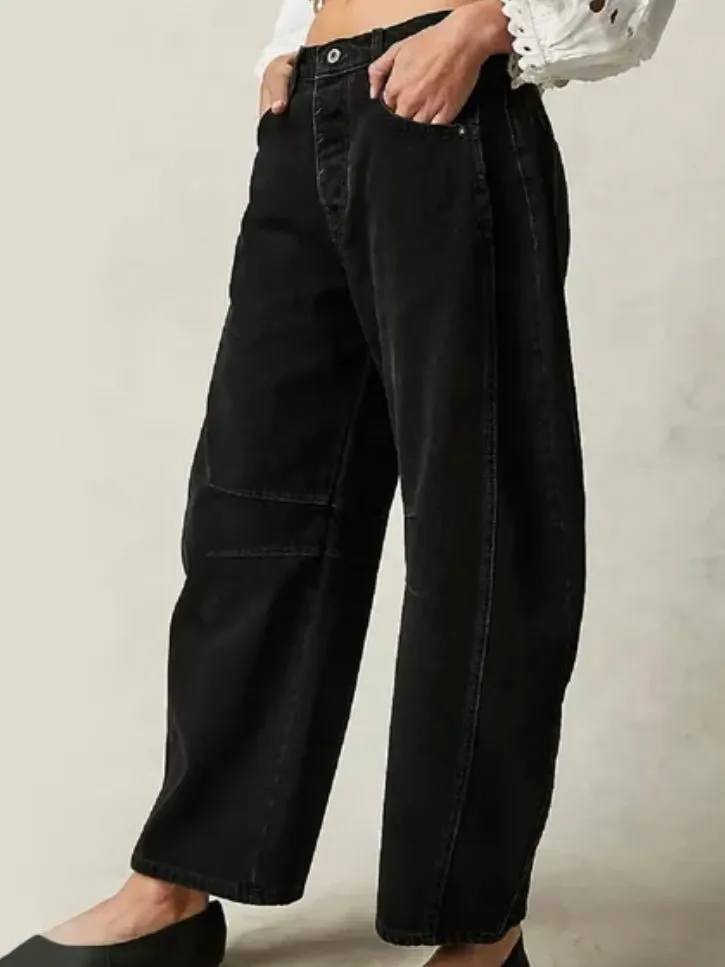 Oversized black barrel jeans