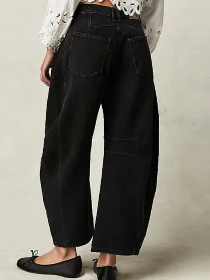 Oversized black barrel jeans