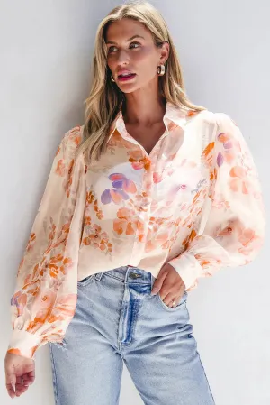 Printed Collared Neck Long Sleeve Shirt