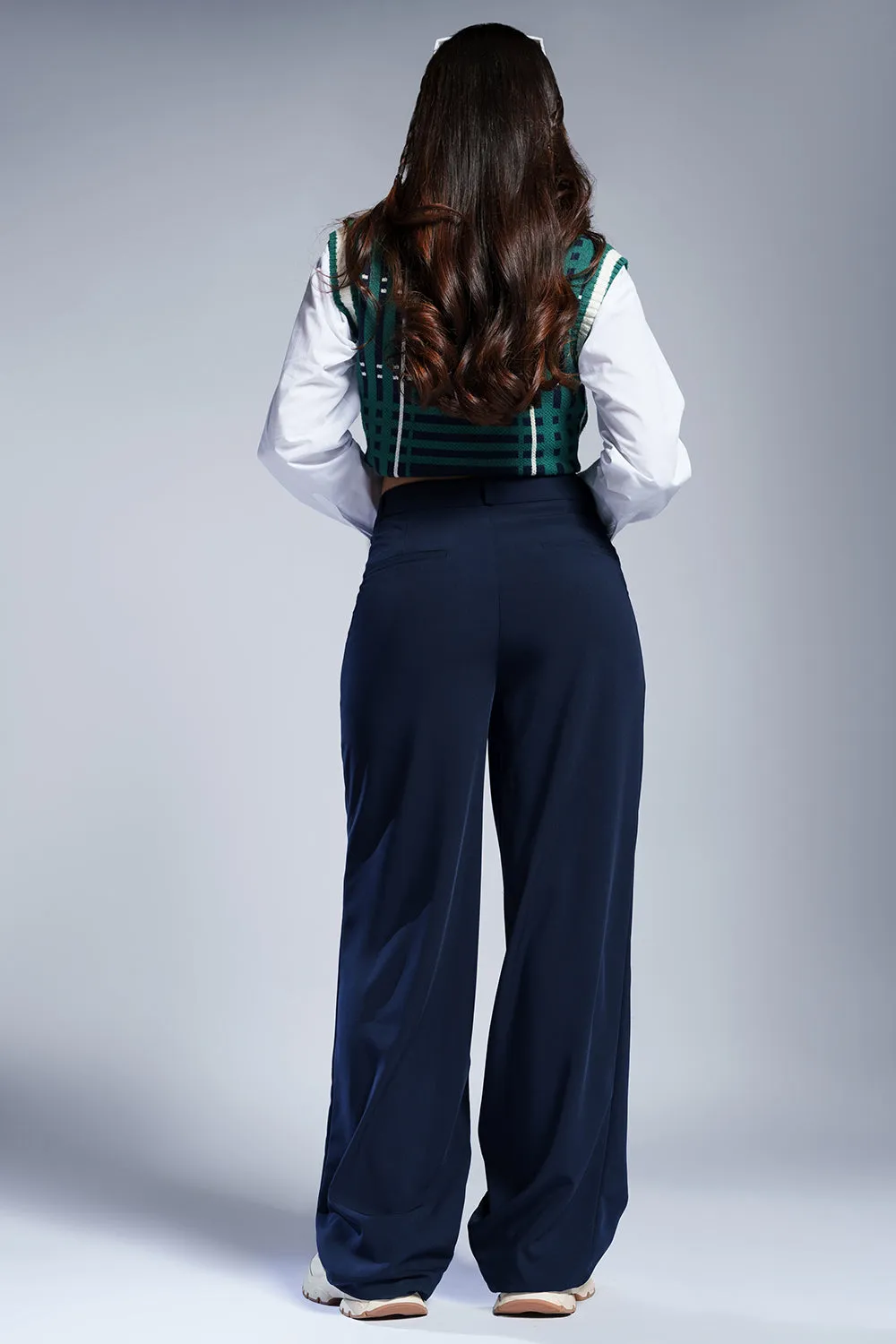 Rich Navy Straight Fit Korean Pants