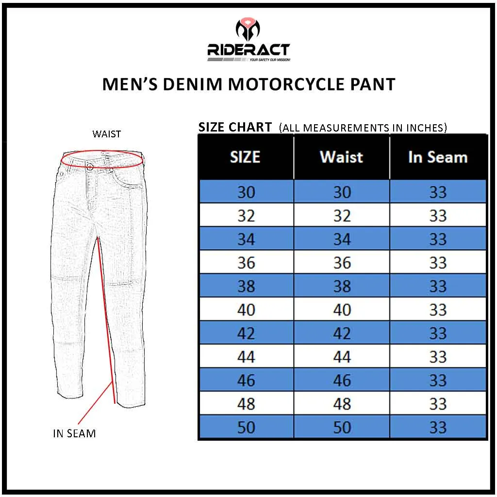 RIDERACT® Reinforced Men's Motorbike Pants Dark Blue Biker Jeans