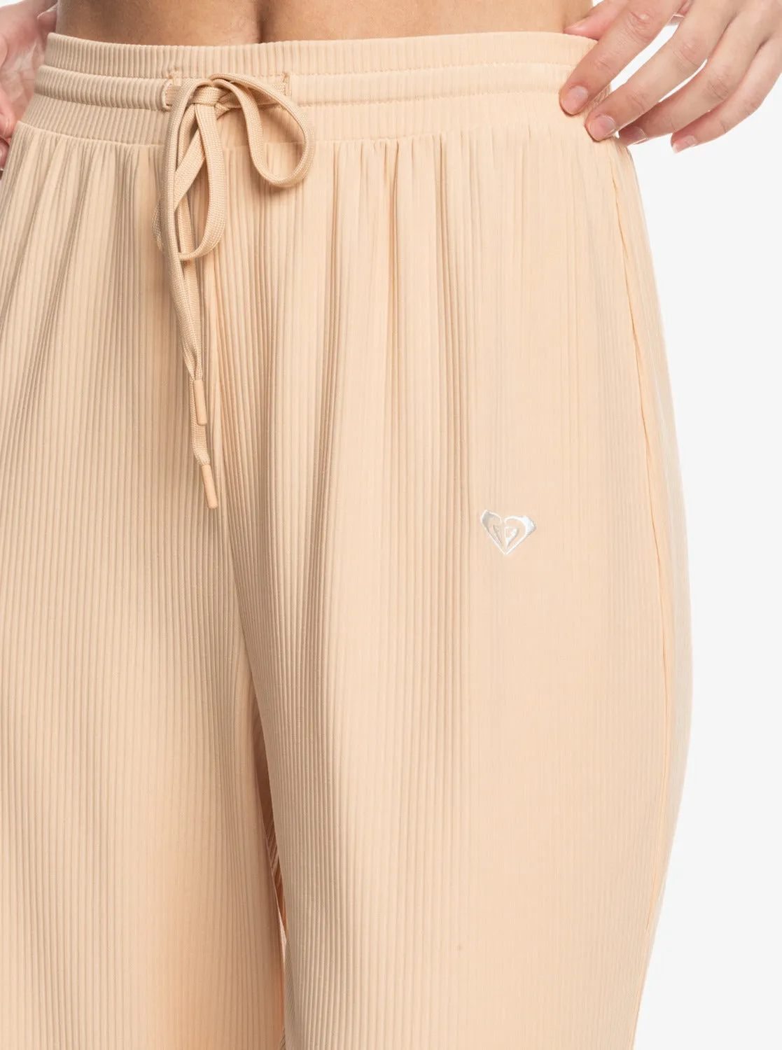 Rise & Vibe Rib Wide Leg Pants - Toasted Almond