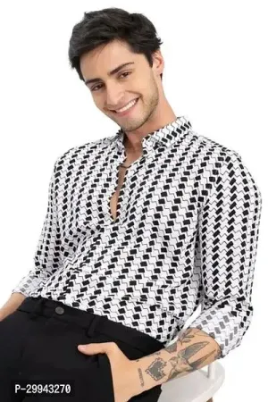 Stylish White Cotton Spandex Casual Shirt For Men