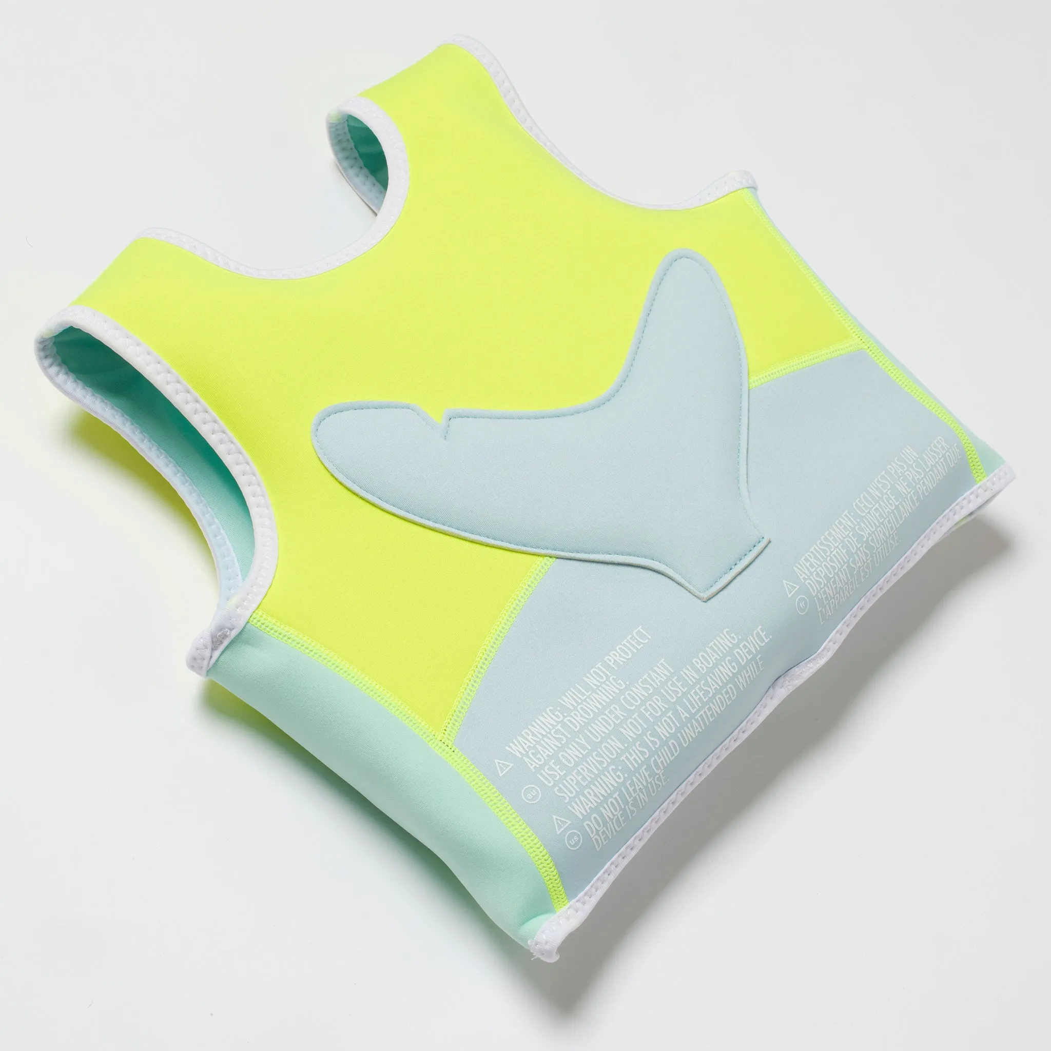 SUNNYLiFE Salty The Shark Swim Vest Aqua Neon Yellow