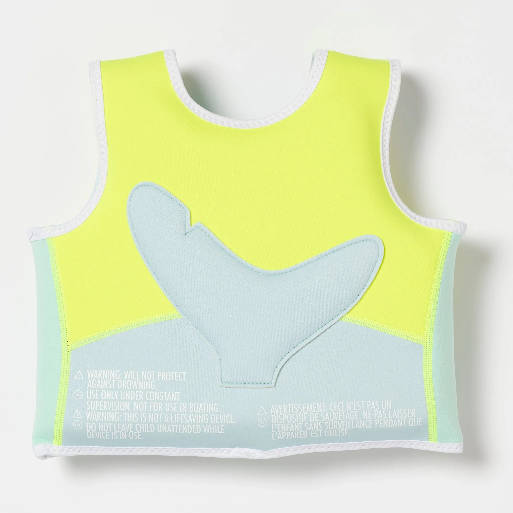 SUNNYLiFE Salty The Shark Swim Vest Aqua Neon Yellow