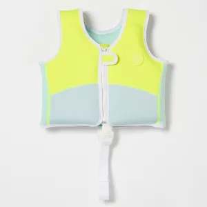 SUNNYLiFE Salty The Shark Swim Vest Aqua Neon Yellow