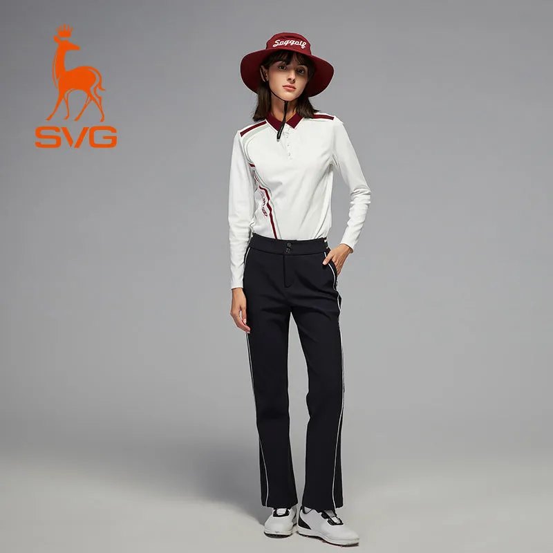 SVG Golf Women's Printed Long Sleeve Lapel Polo Shirt