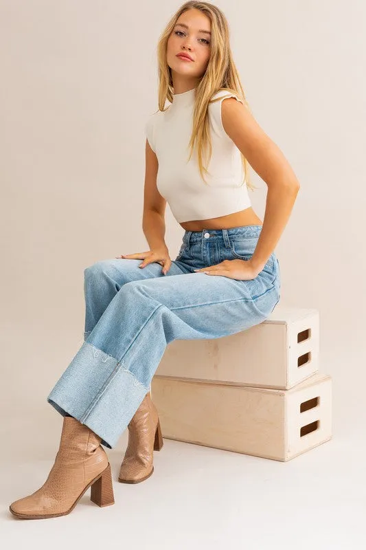 The Elise High Waisted Big Cuff Jeans