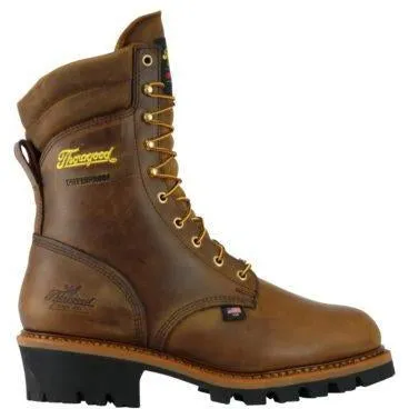 Thorogood Men's Logger 9" ST WP Ins USA Work Boot - Brown - 804-3554