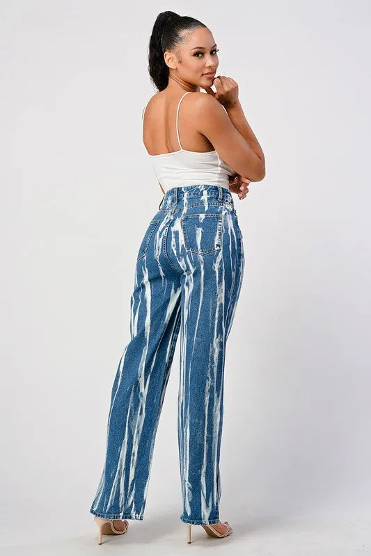 TIEDYE ACID DETAILED SLIT BOTTOM BAGGY MOM JEAN