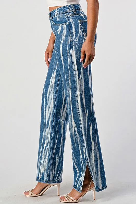 TIEDYE ACID DETAILED SLIT BOTTOM BAGGY MOM JEAN