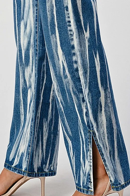 TIEDYE ACID DETAILED SLIT BOTTOM BAGGY MOM JEAN