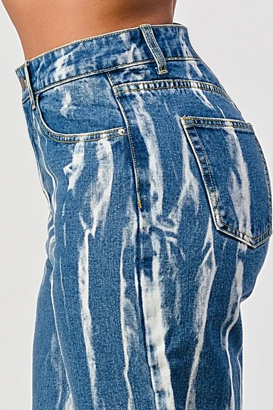 TIEDYE ACID DETAILED SLIT BOTTOM BAGGY MOM JEAN