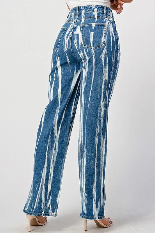 TIEDYE ACID DETAILED SLIT BOTTOM BAGGY MOM JEAN