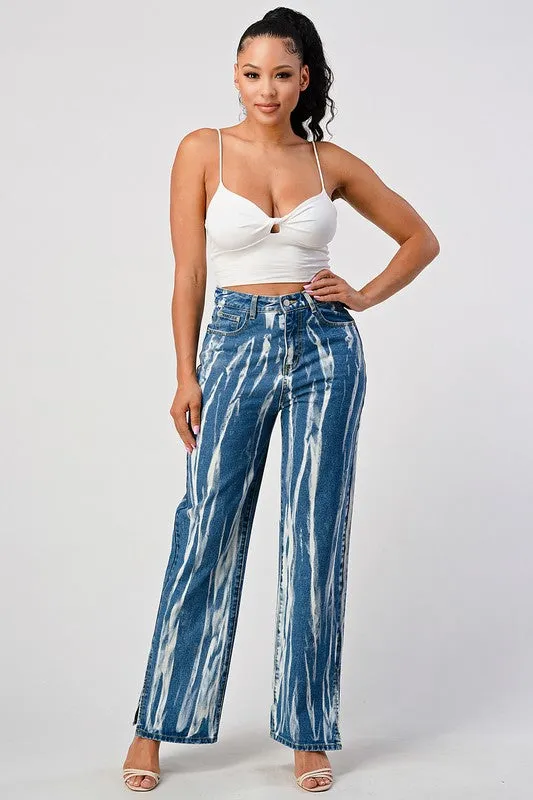 TIEDYE ACID DETAILED SLIT BOTTOM BAGGY MOM JEAN