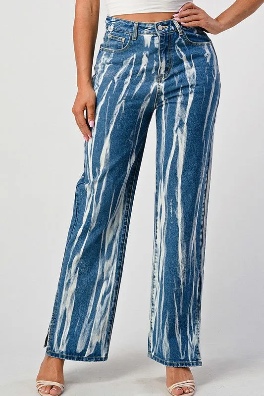 TIEDYE ACID DETAILED SLIT BOTTOM BAGGY MOM JEAN