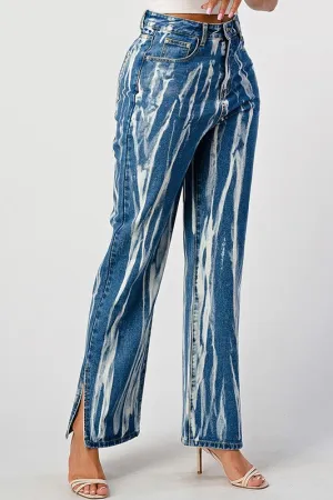 TIEDYE ACID DETAILED SLIT BOTTOM BAGGY MOM JEAN