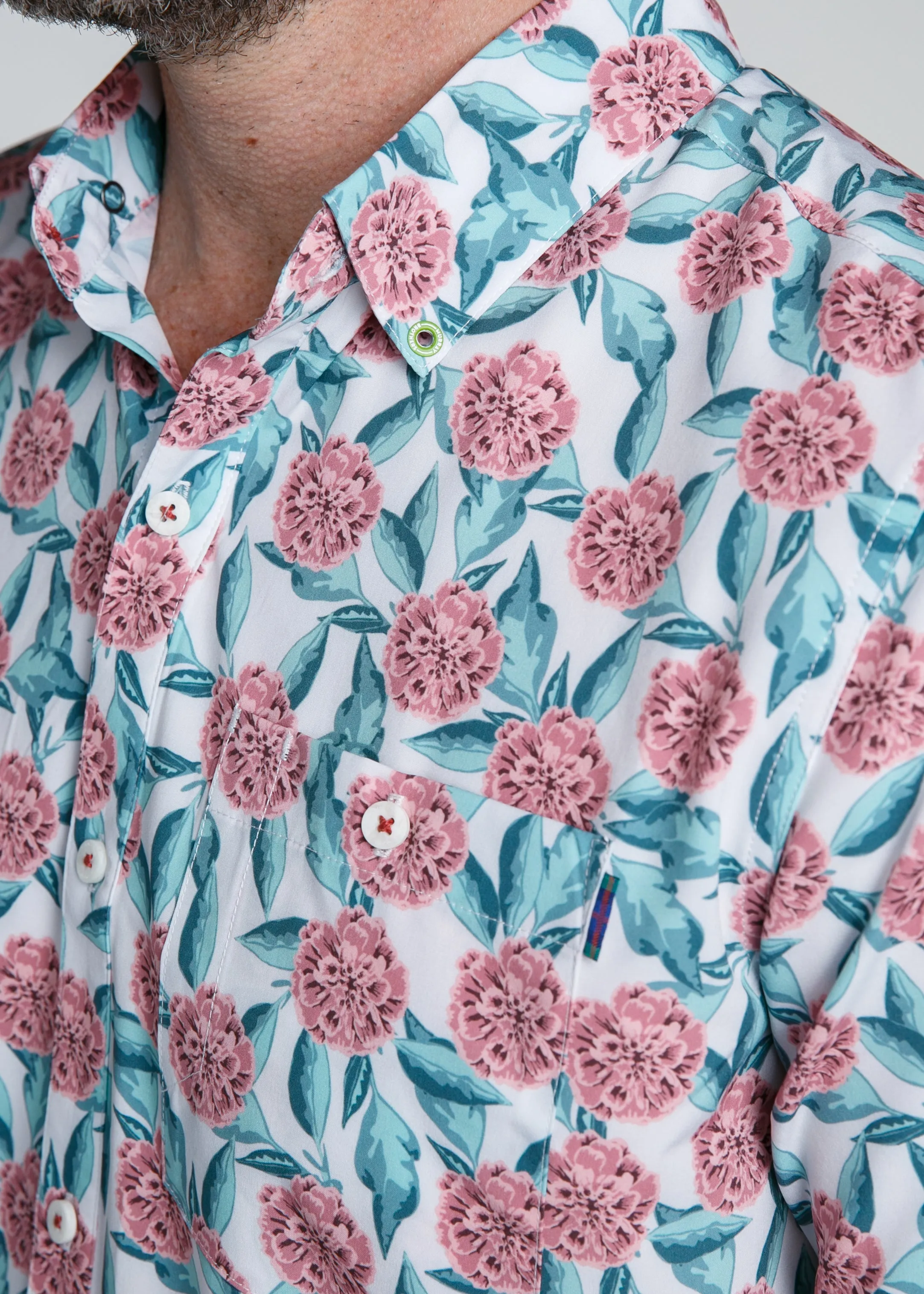 Tropical Mums Men's Button Down | White