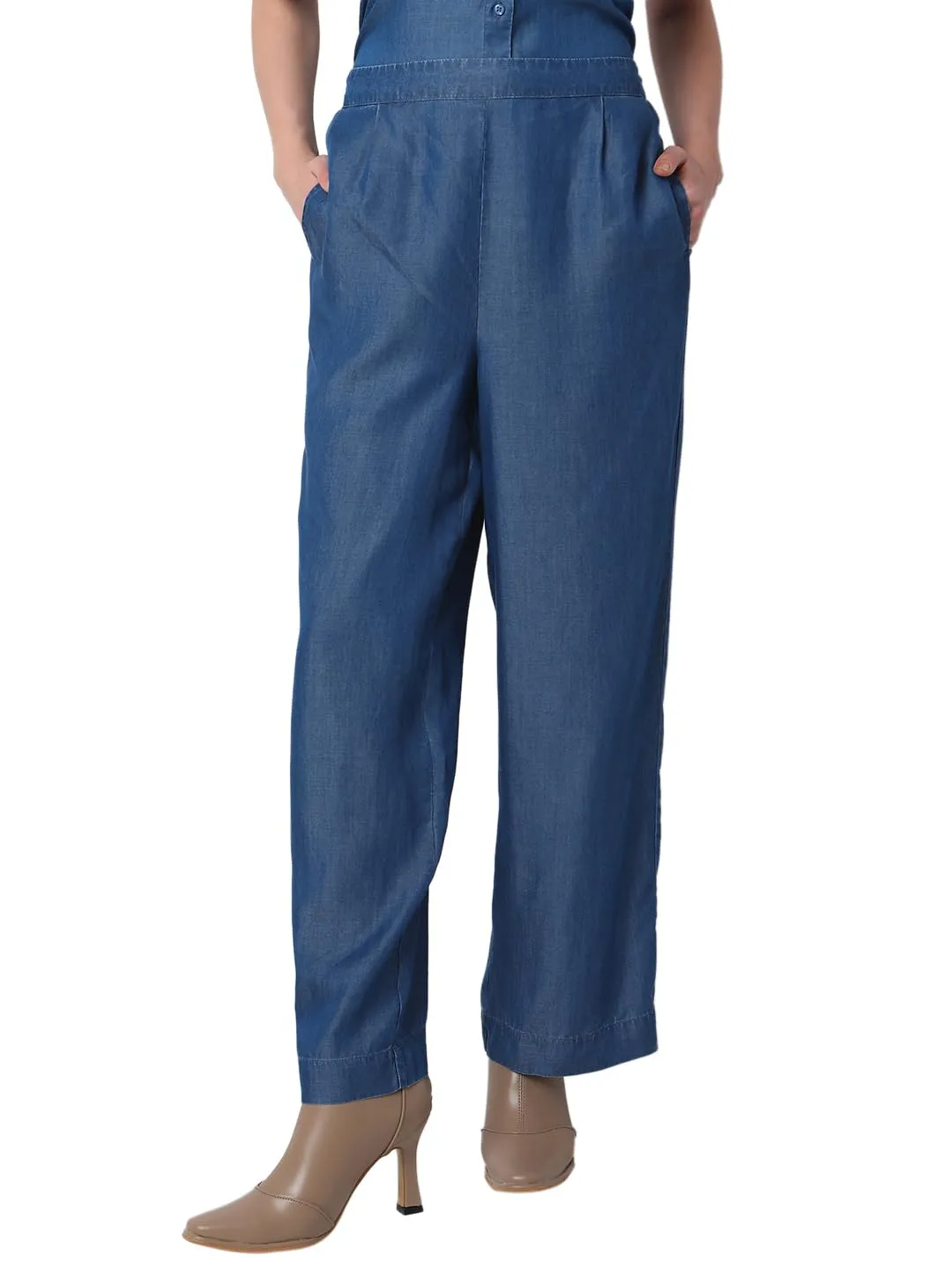 VERO MODA Women's Straight Pants (Blue Denim)