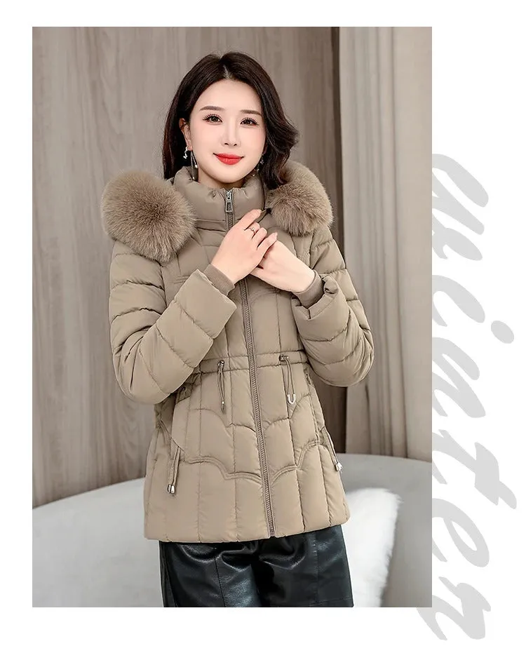 Winter 2024 New Down Jacket Women Parkas Fashion High-Quality Warm Cotton Padded Coat Ladies Short Overcoat Hooded Overwear Tops