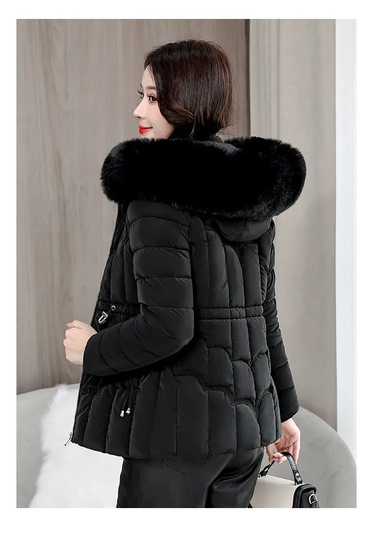 Winter 2024 New Down Jacket Women Parkas Fashion High-Quality Warm Cotton Padded Coat Ladies Short Overcoat Hooded Overwear Tops