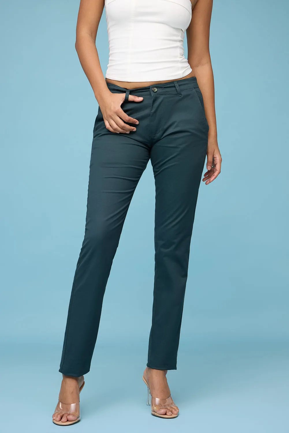 Women's Olive Green Stretchable Pants