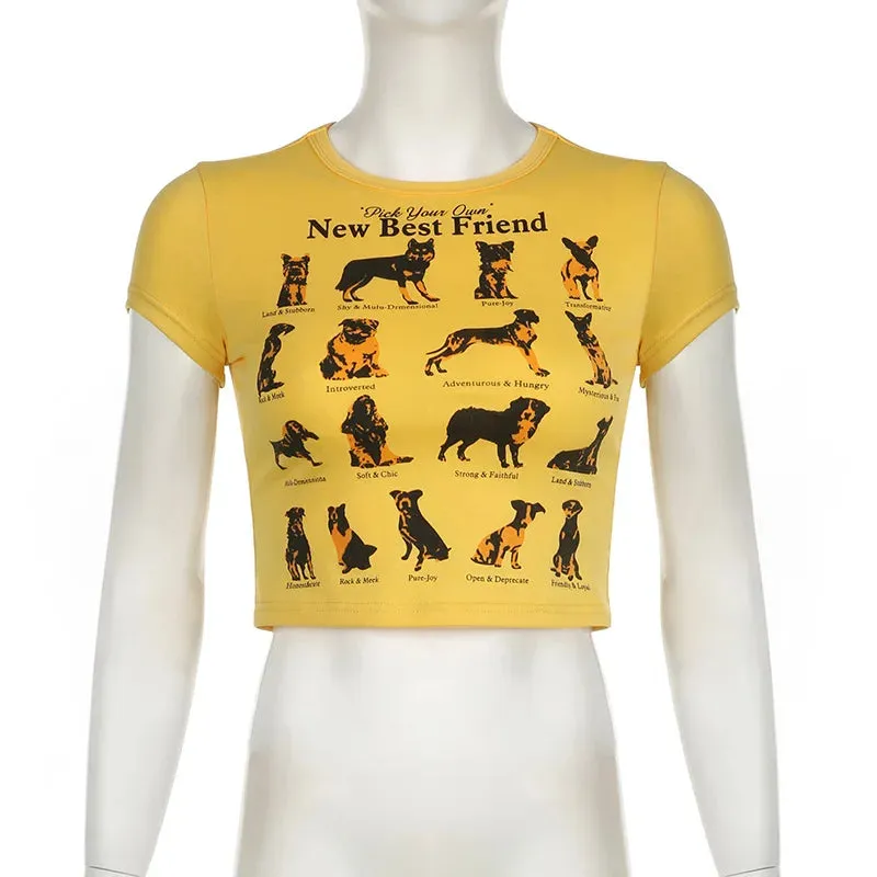 Yellow Animal Stylish Print Graphic T-Shirts