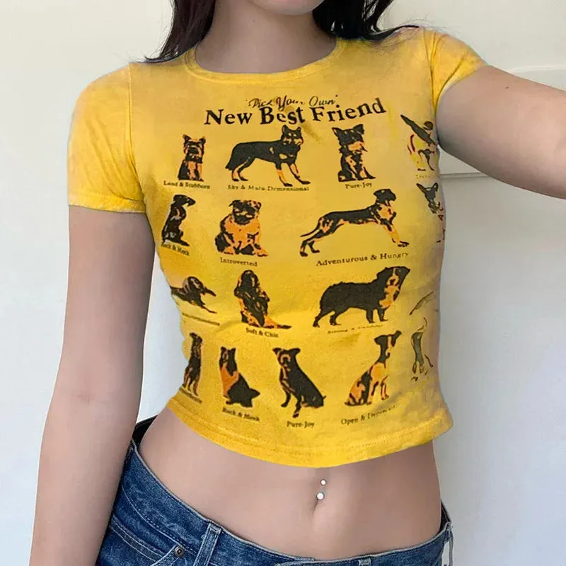 Yellow Animal Stylish Print Graphic T-Shirts