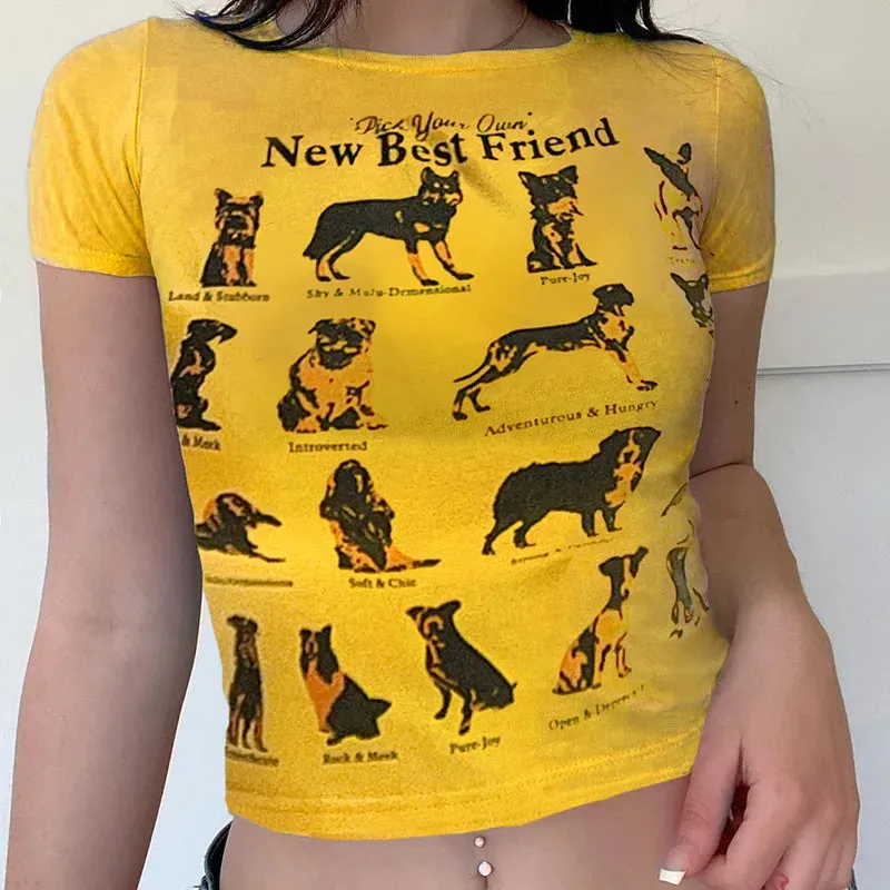 Yellow Animal Stylish Print Graphic T-Shirts