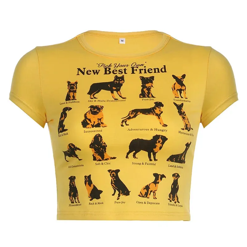 Yellow Animal Stylish Print Graphic T-Shirts