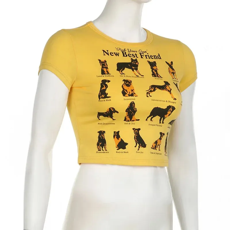 Yellow Animal Stylish Print Graphic T-Shirts