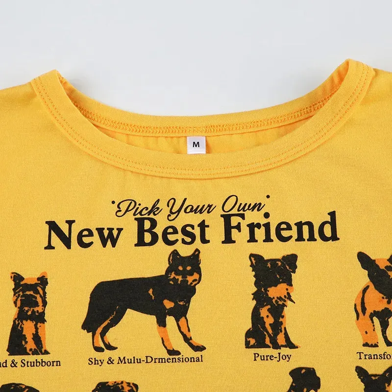 Yellow Animal Stylish Print Graphic T-Shirts