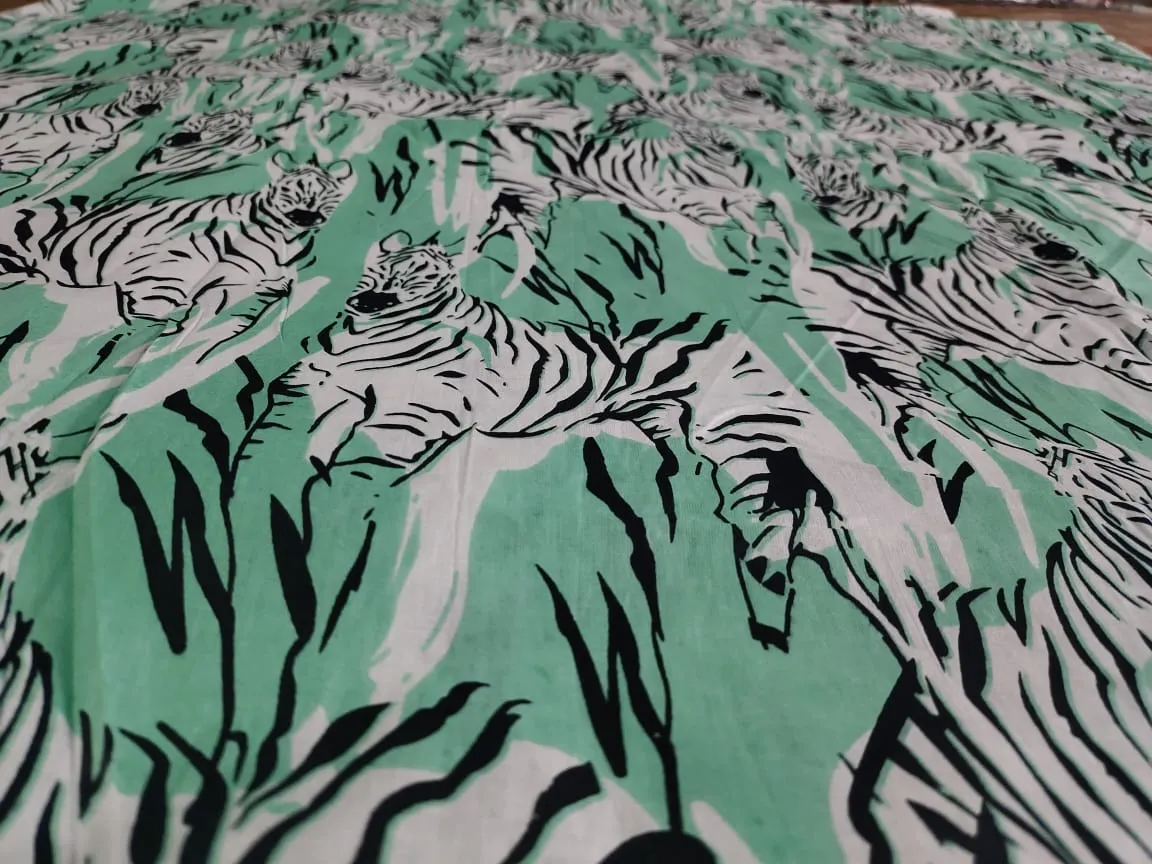 Zebra Mint Green cotton cambric 44 inches width Fabric per meter