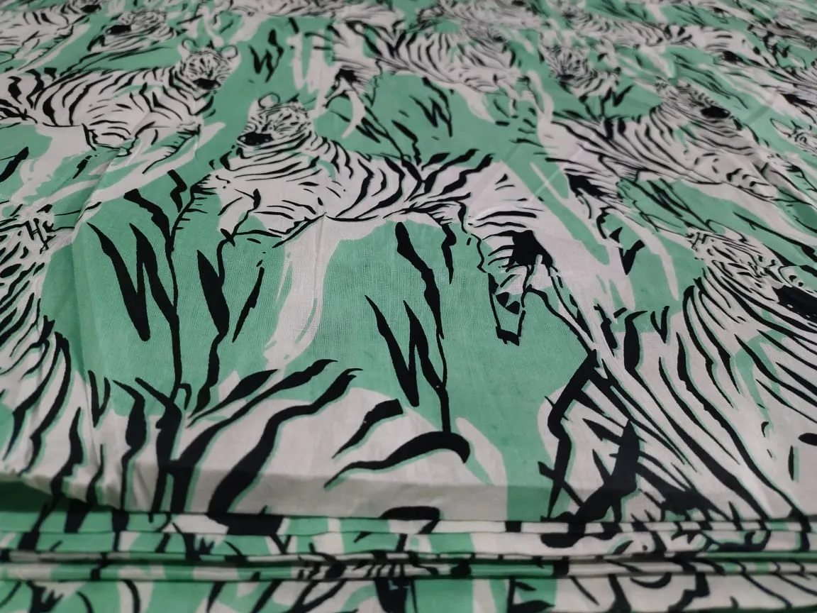 Zebra Mint Green cotton cambric 44 inches width Fabric per meter